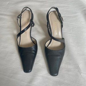 Ann Taylor Black Snakeskin-Textured Heels